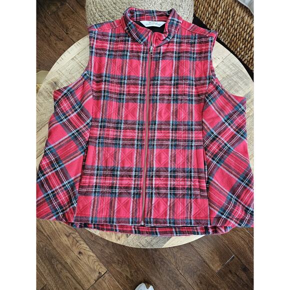 The Vermont Country Store Wool Blend Quilted Plaid Vest Women's 2XL Preppy - Picture 1 of 11